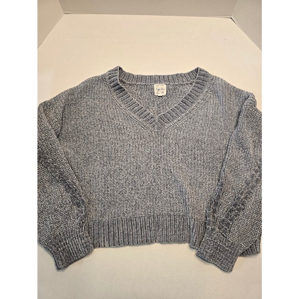 Hippie Rose XL Gray‎ V-Neck Long Sleeve Knit Pullover Sweater Women's XL